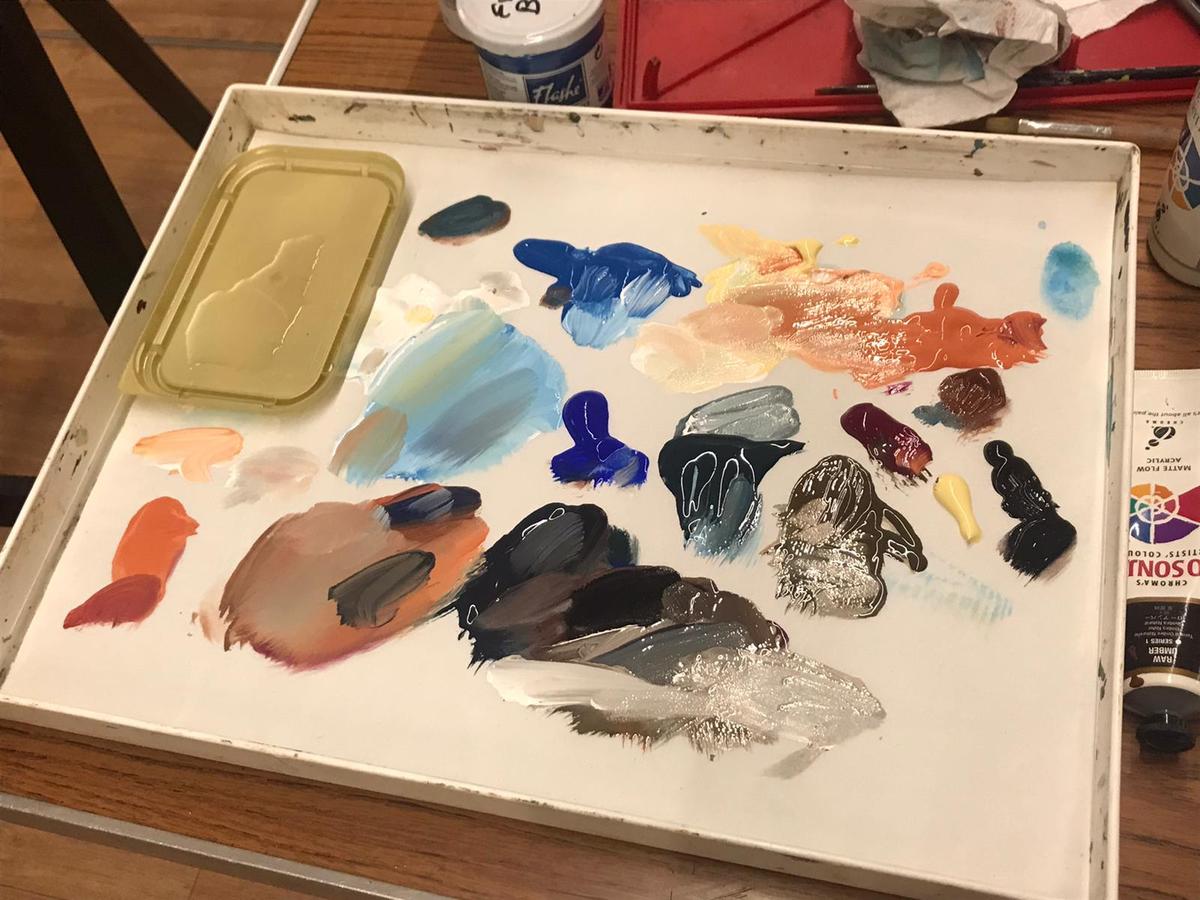 February – Edwin demonstrated how to master the art of skies in acrylics